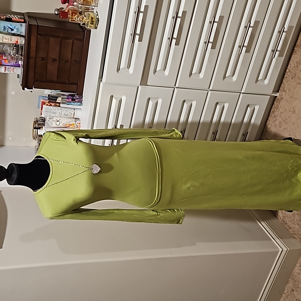 2 piece dress lime green